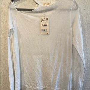 Zara White Unique Long-sleeve Top